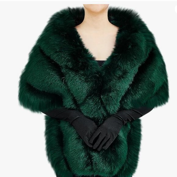 Winter Faux Fur Long Shawl 2 PFCK - Picture 3 of 6